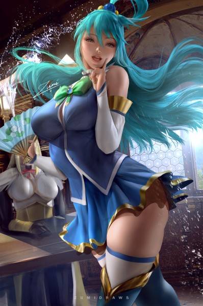 Aqua Doing Party Tricks Zumi Konosuba Genshin Impact Hentai