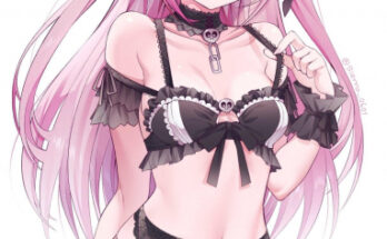 Pink Rushia in goth lingerie hentai 11