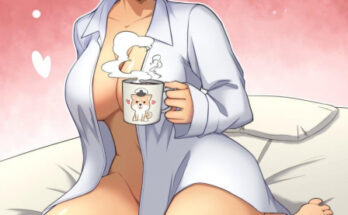 Kaga has a cup of coffee in bed hentai 15