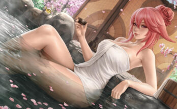Yae at the onsen (Sciamano240) hentai 9
