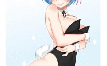 Day 84: Bunny Rem barely keeping her costume up hentai 9