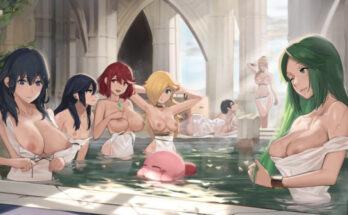 A day at the public baths (Bayonetta, Fire Emblem, Kid Icarus, Kirby, Mario series, Metroid, Xenoblade) [j@ck] hentai 1
