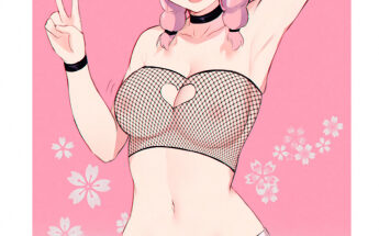 Pink haired girl happy to show off hentai 5