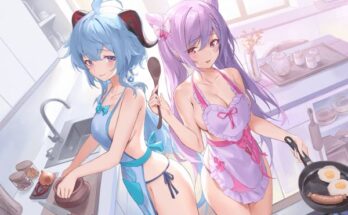 Ganyu and Keqing in naked apron making flavorsome food (pd_xen) [Genshin Impact] Hentai hentai 9