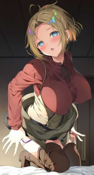 zenith greyrat, mushoku tensei, artist request, commentary, 1girl, 3boys,  ankle cuffs, armpits, bar censor, blindfold, blonde hair, blush, bow,  bowtie, breasts, censored, collarbone, fellatio, fingernails, group sex,  hand on another's head, handjob,