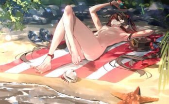 Hu Tao nude at the beach (SydusArts) [Genshin Impact] hentai 7